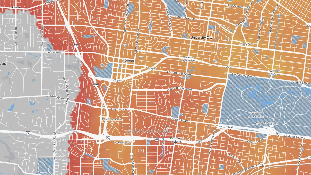 Transit Grade map of 63105, MO