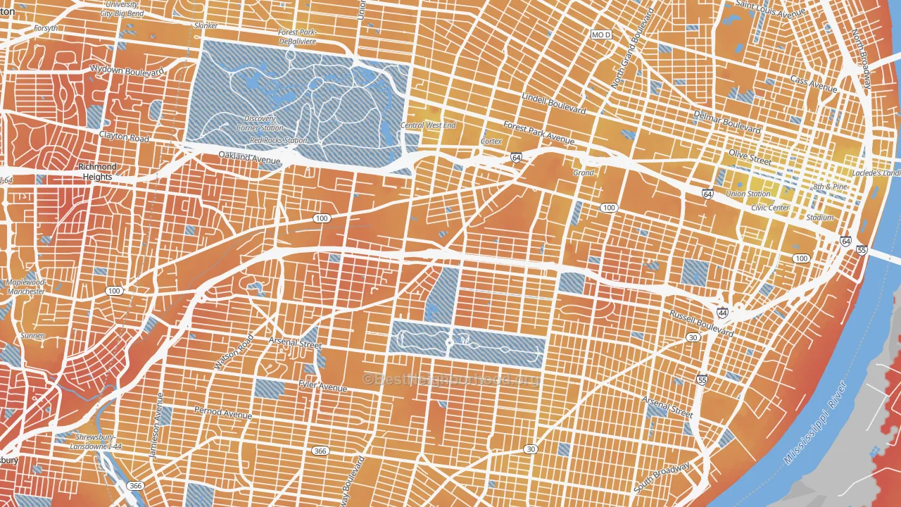 Transit Grade map of 63110, MO