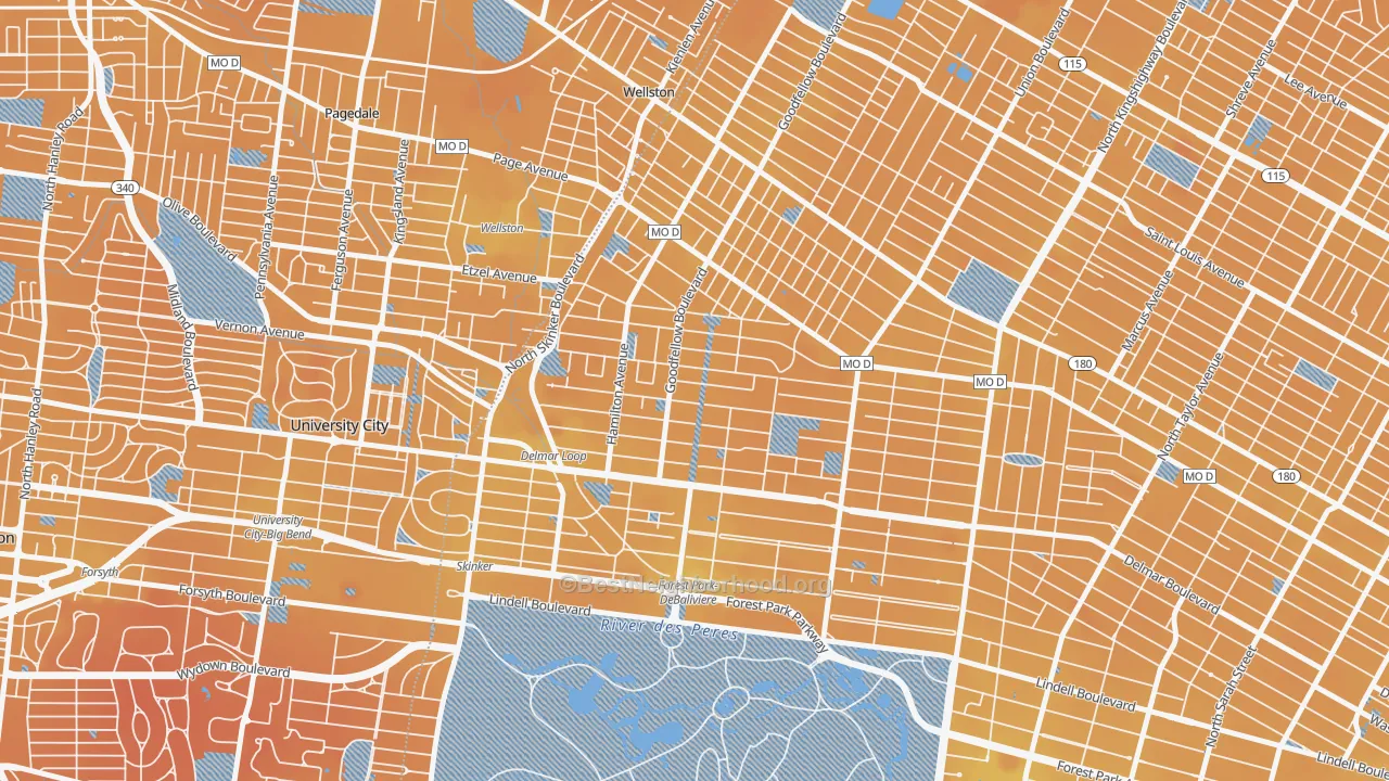 Transit Grade map of 63112, MO