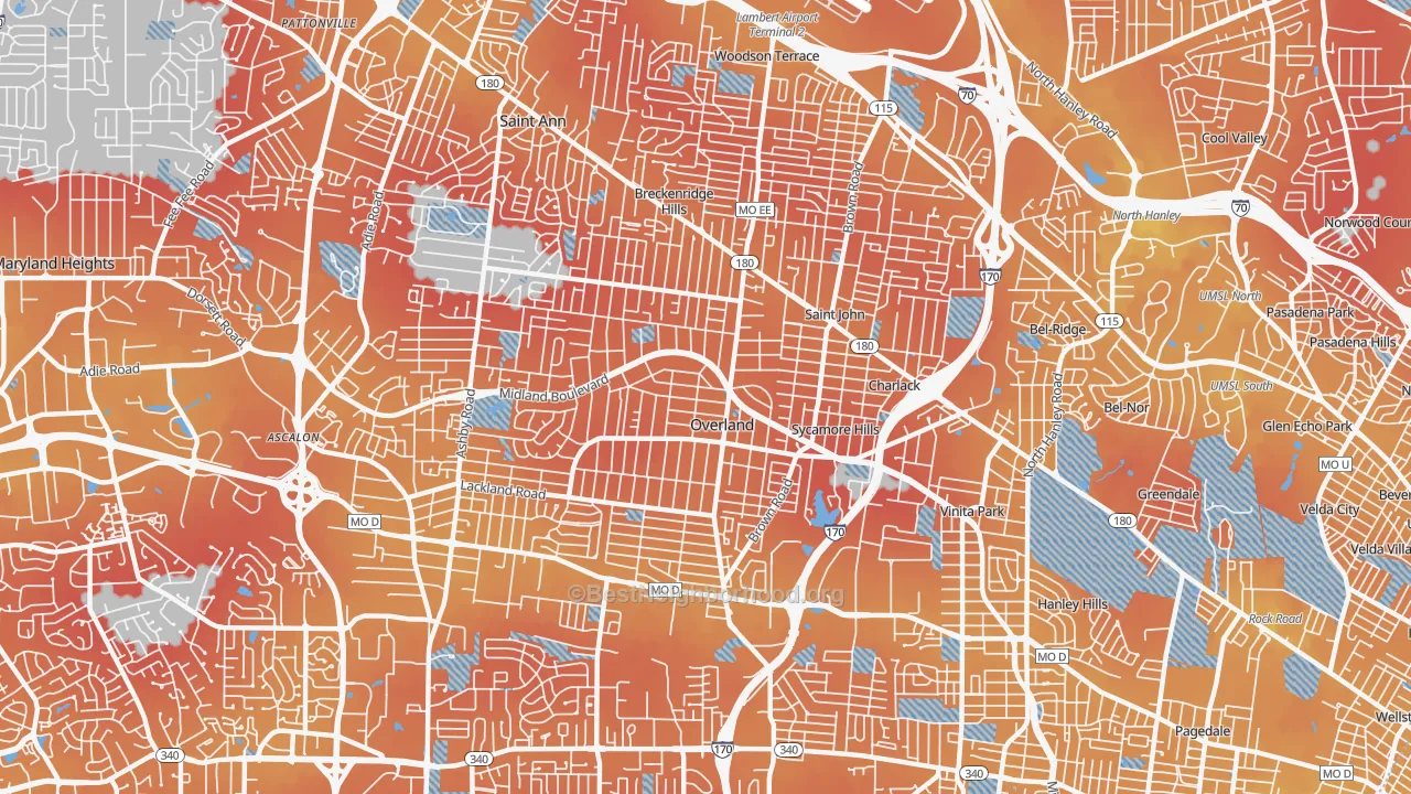 Transit Grade map of 63114, MO