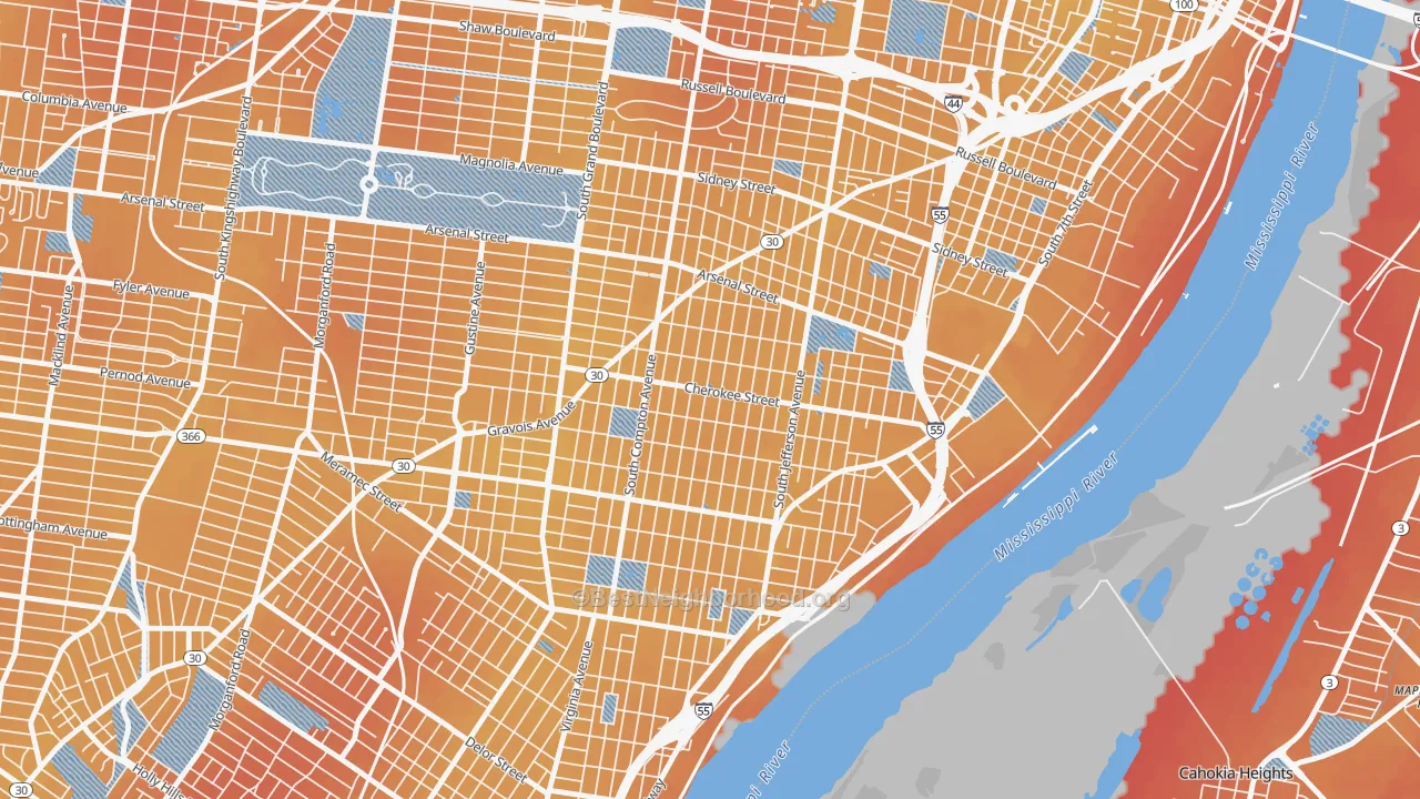 Transit Grade map of 63118, MO