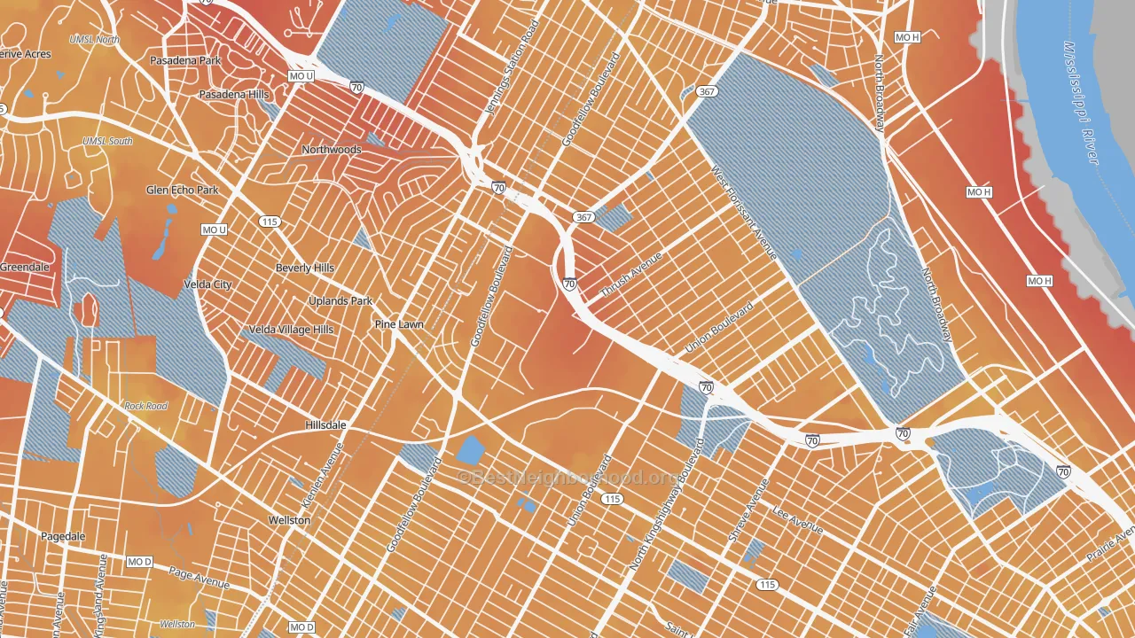 Transit Grade map of 63120, MO