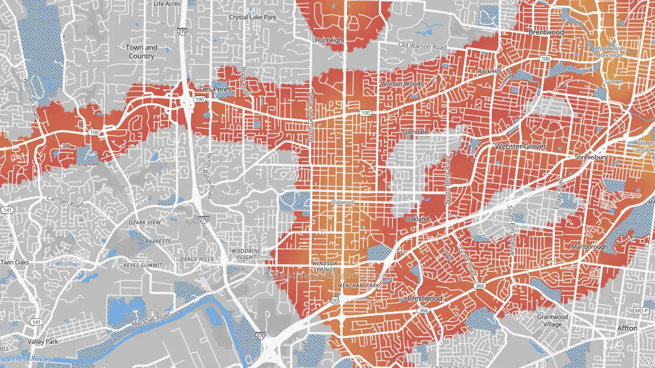 Transit Grade map of 63122, MO