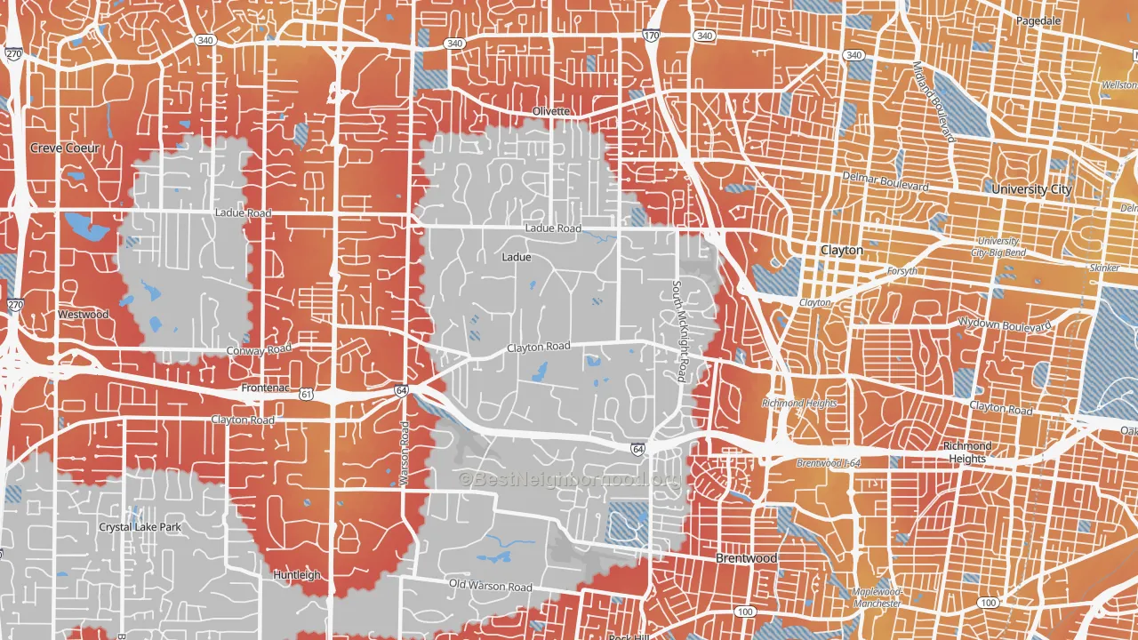 Transit Grade map of 63124, MO