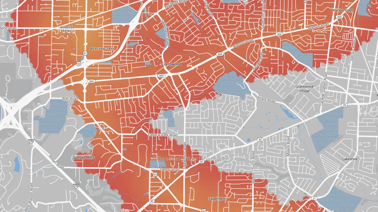 Transit Grade map of 63126, MO