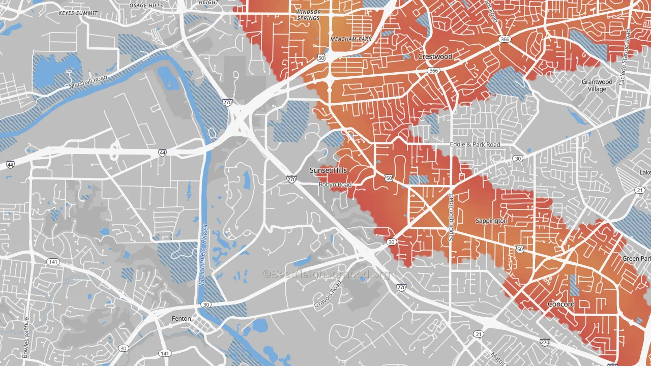 Transit Grade map of 63127, MO
