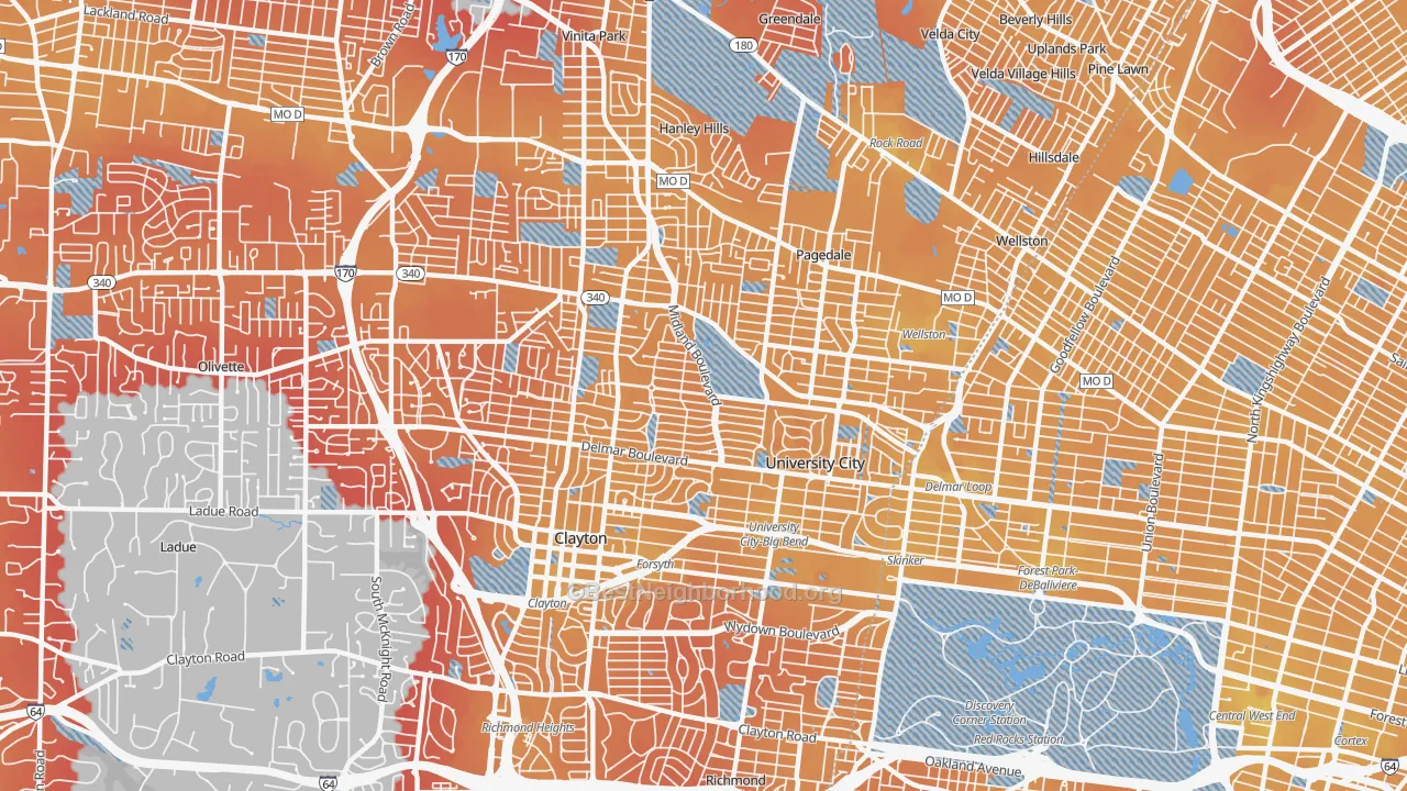 Transit Grade map of 63130, MO