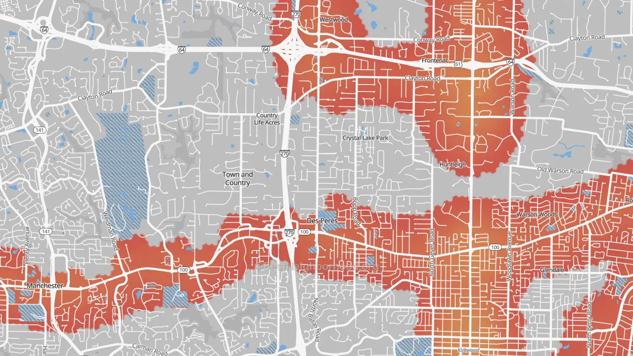 Transit Grade map of 63131, MO