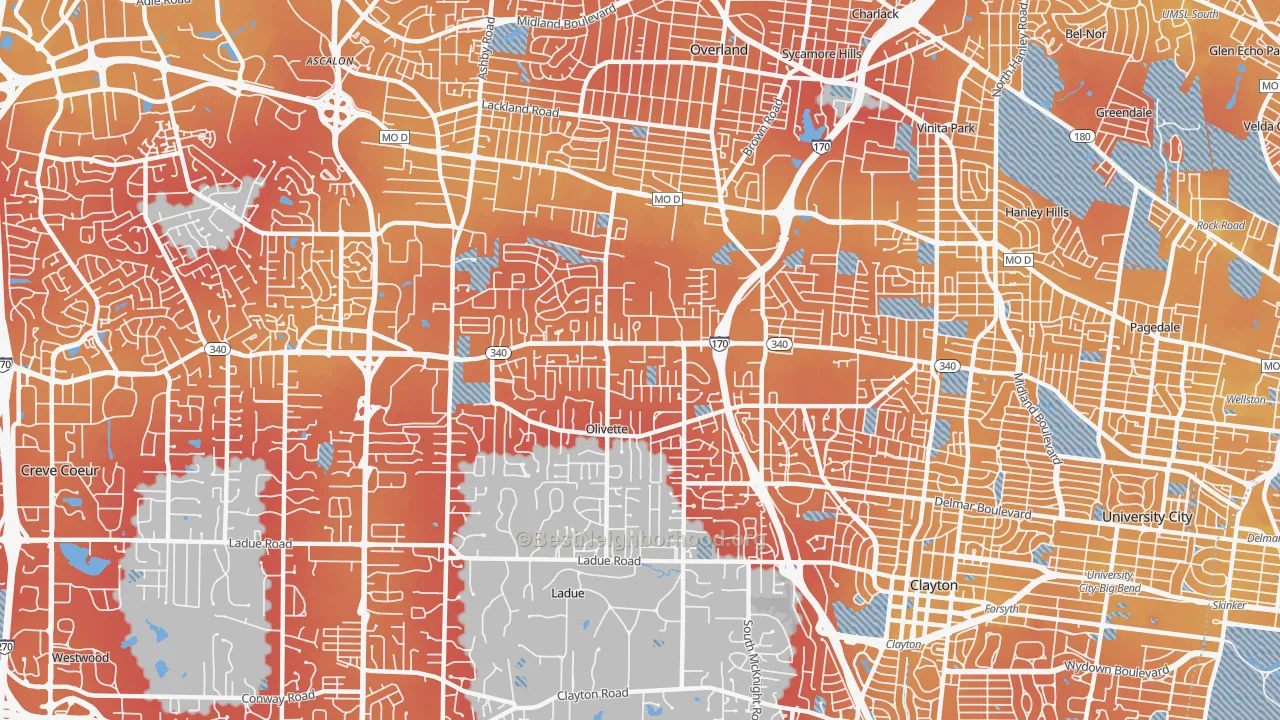 Transit Grade map of 63132, MO