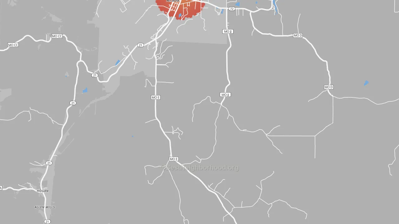 Transit Grade map of 63621, MO