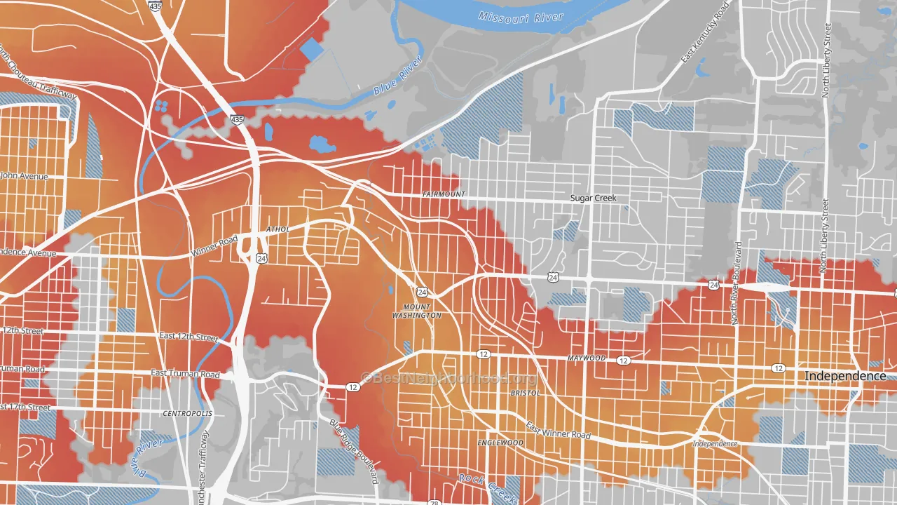 Transit Grade map of 64053, MO