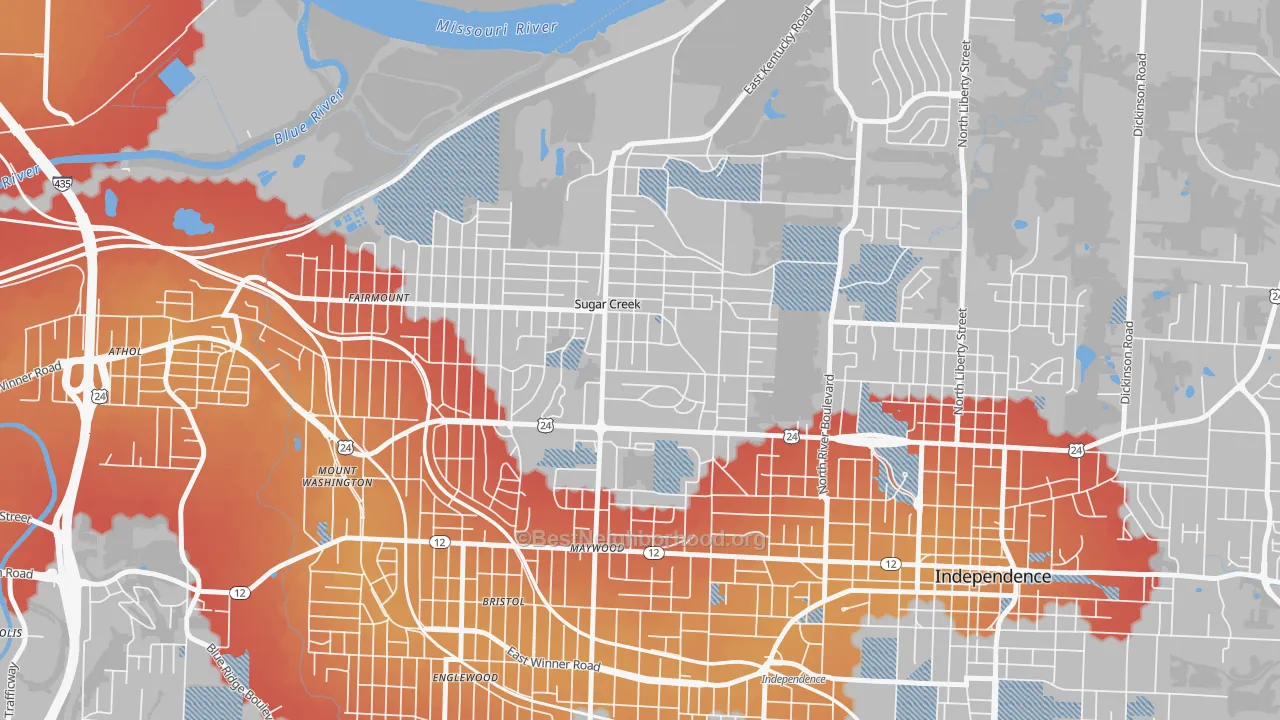 Transit Grade map of 64054, MO