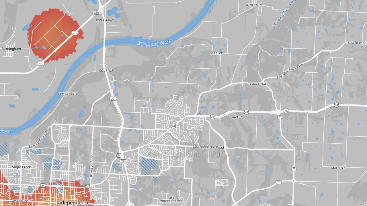 Transit Grade map of 64058, MO