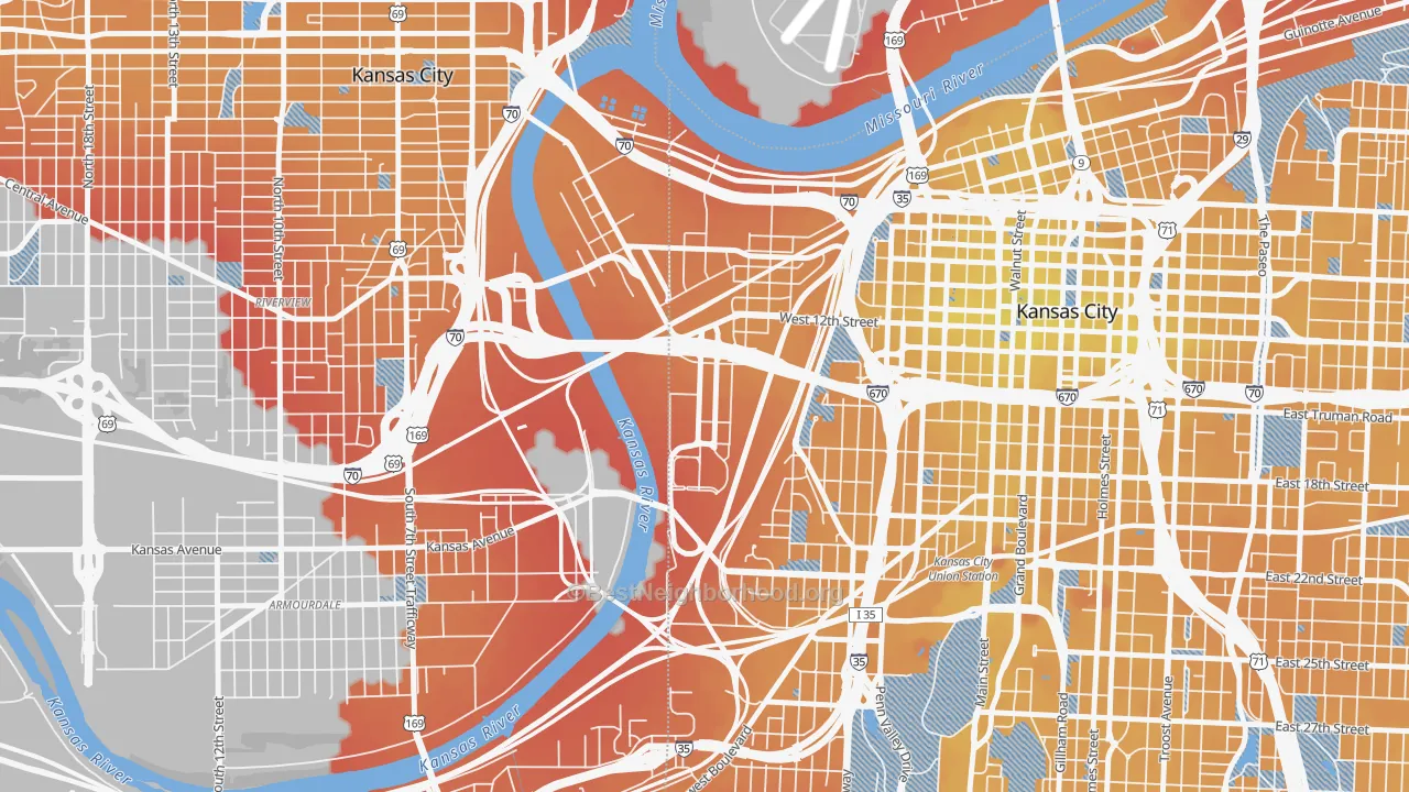 Transit Grade map of 64102, MO