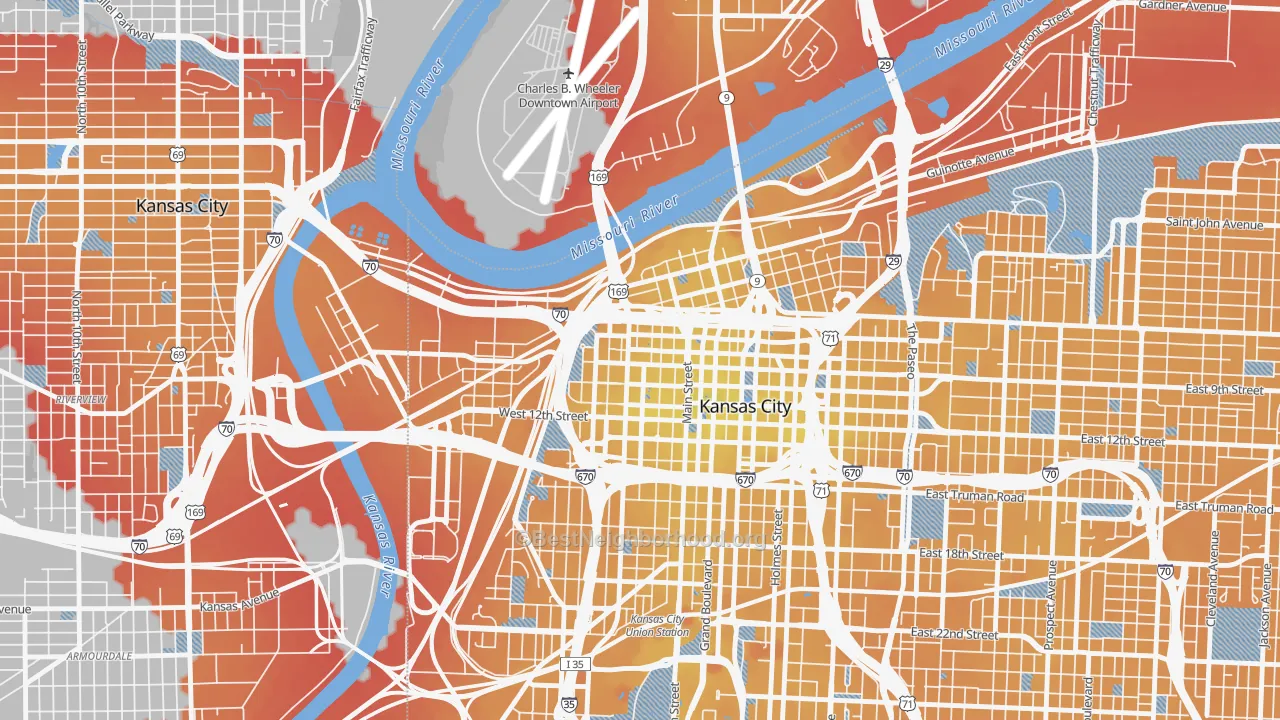 Transit Grade map of 64105, MO