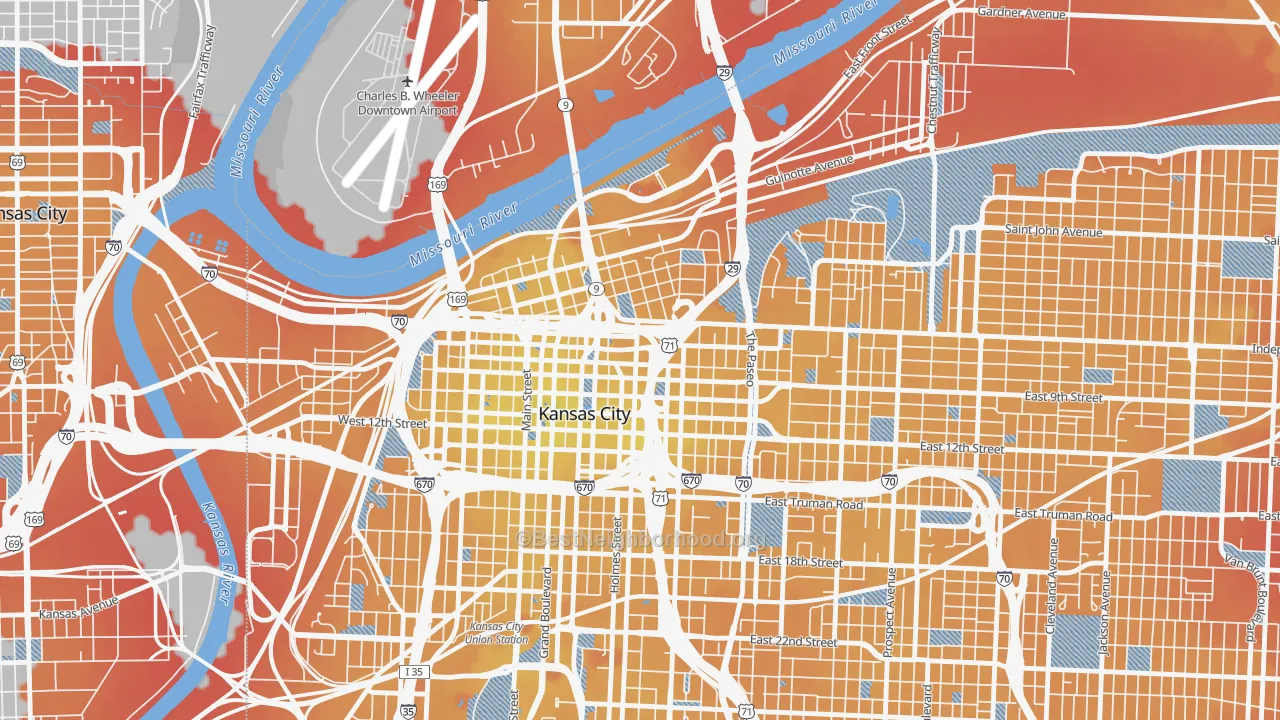 Transit Grade map of 64106, MO