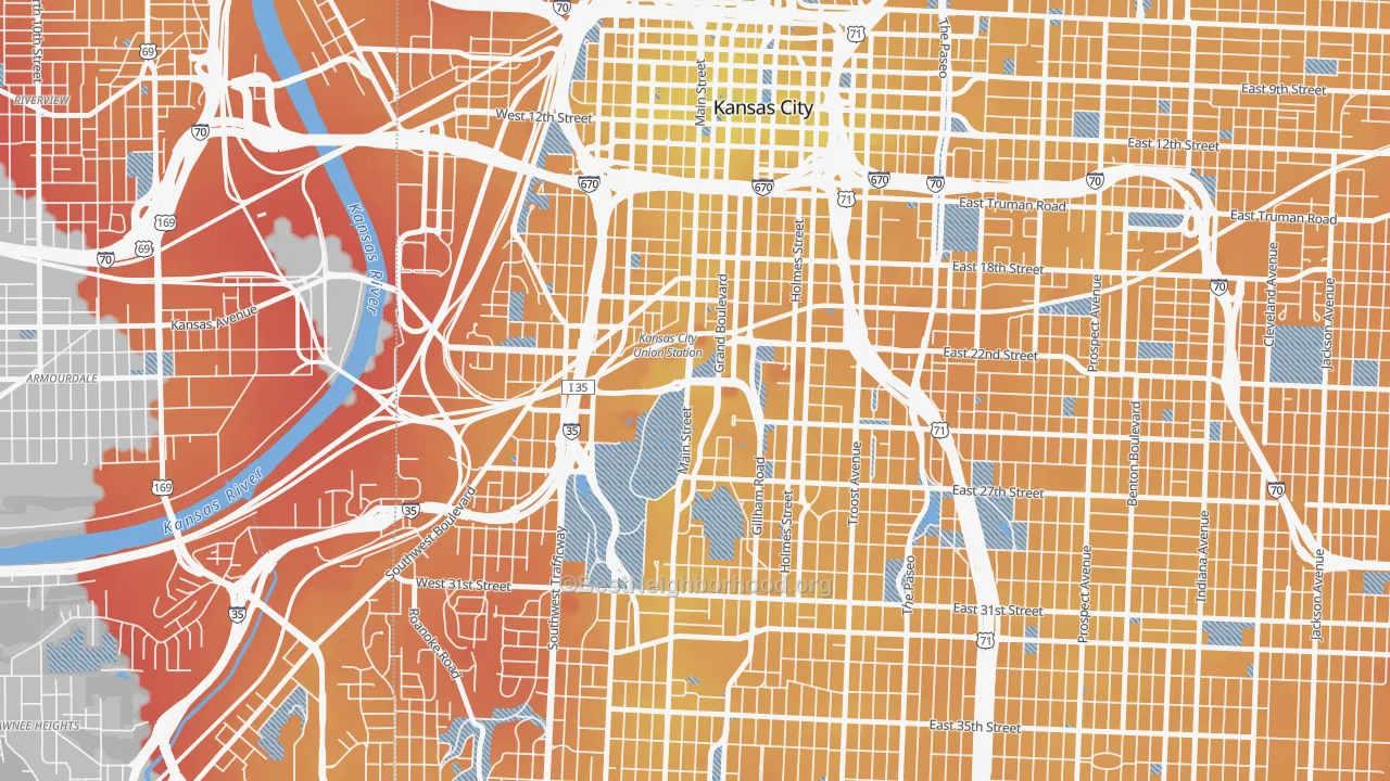 Transit Grade map of 64108, MO