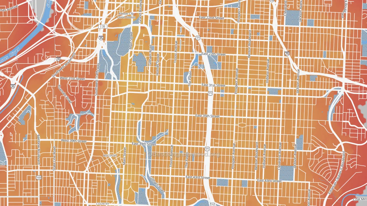 Transit Grade map of 64109, MO