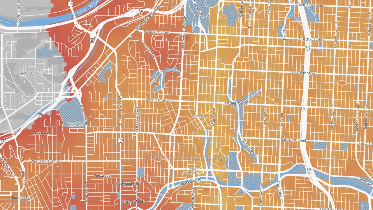 Transit Grade map of 64111, MO