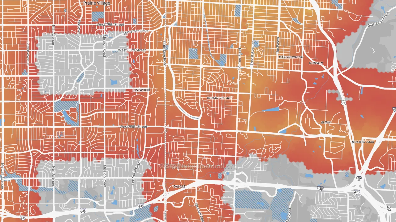Transit Grade map of 64114, MO