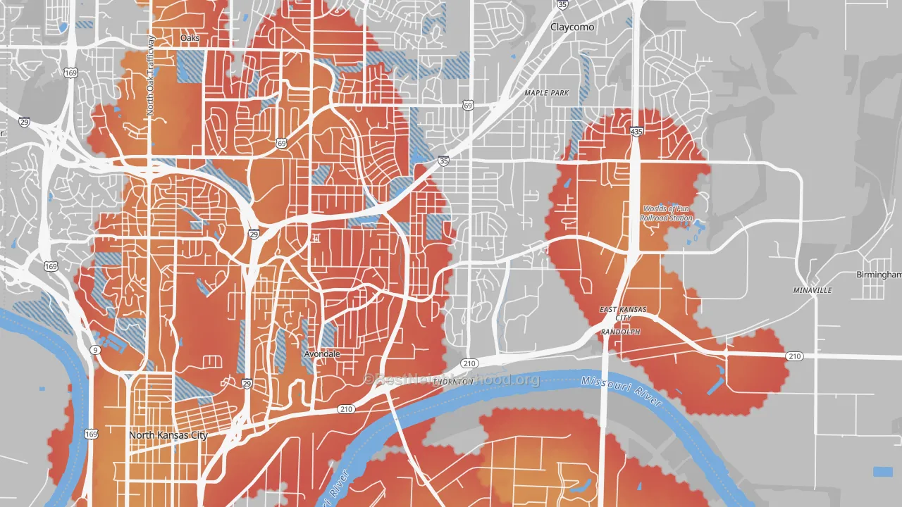 Transit Grade map of 64117, MO