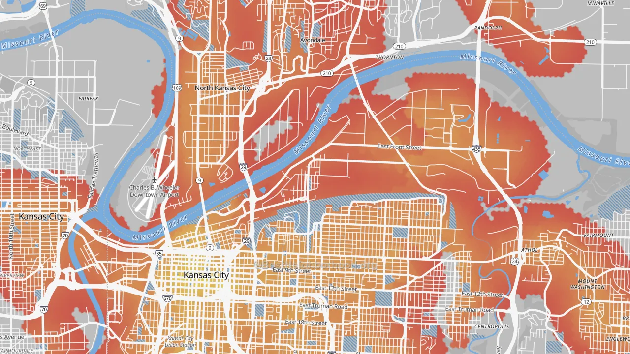 Transit Grade map of 64120, MO