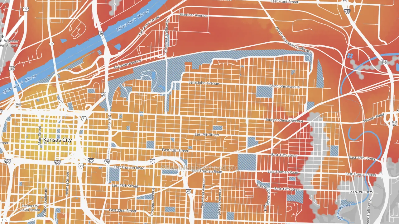 Transit Grade map of 64124, MO