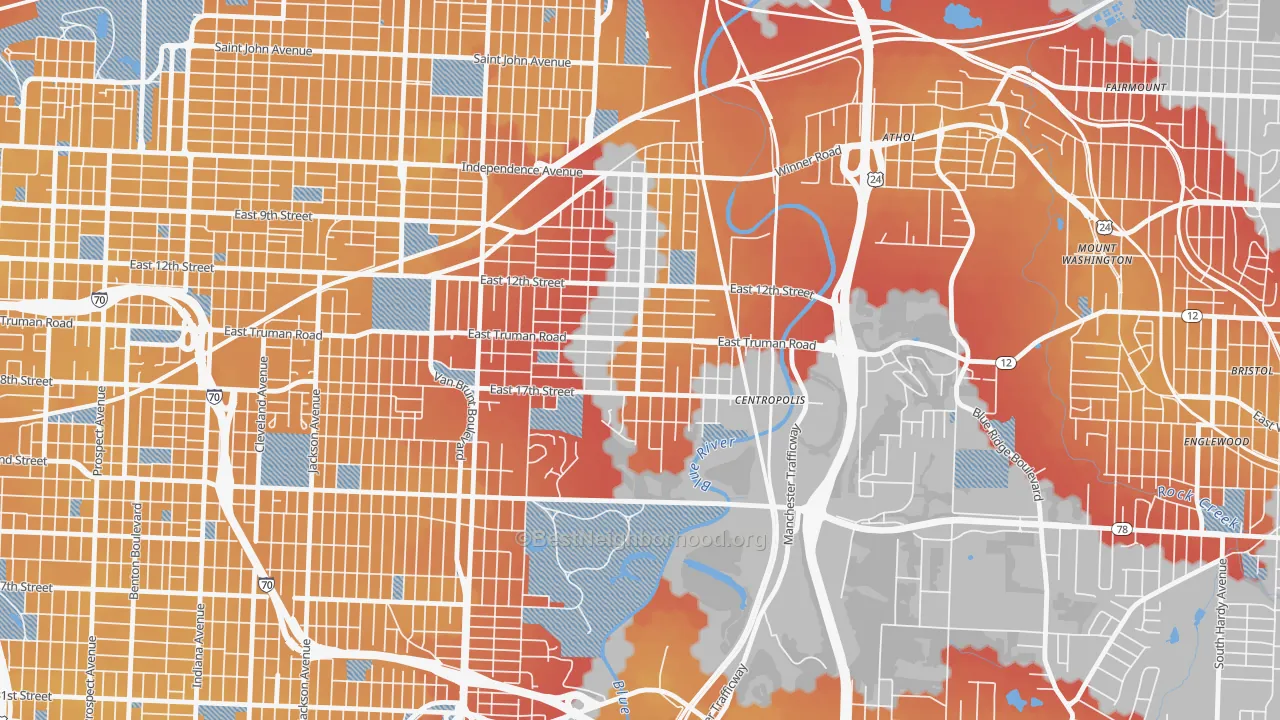 Transit Grade map of 64126, MO