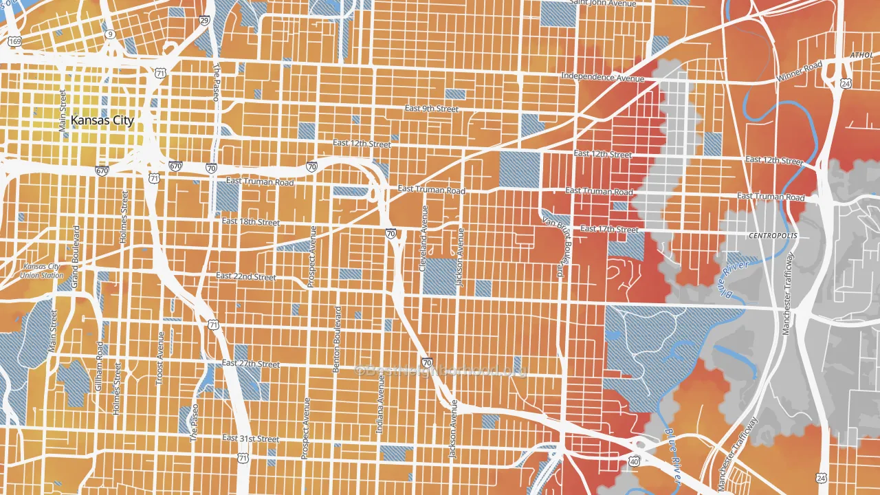 Transit Grade map of 64127, MO