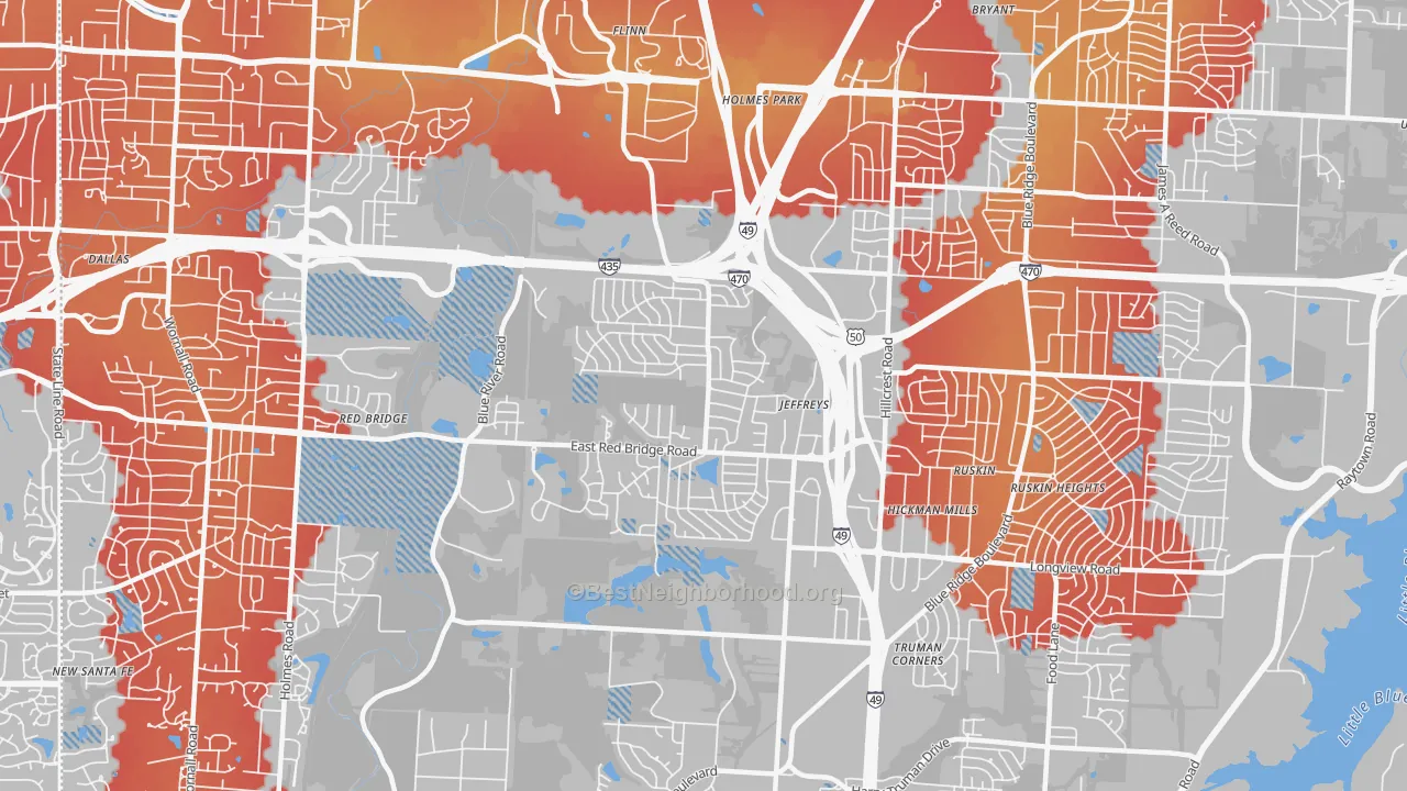 Transit Grade map of 64137, MO