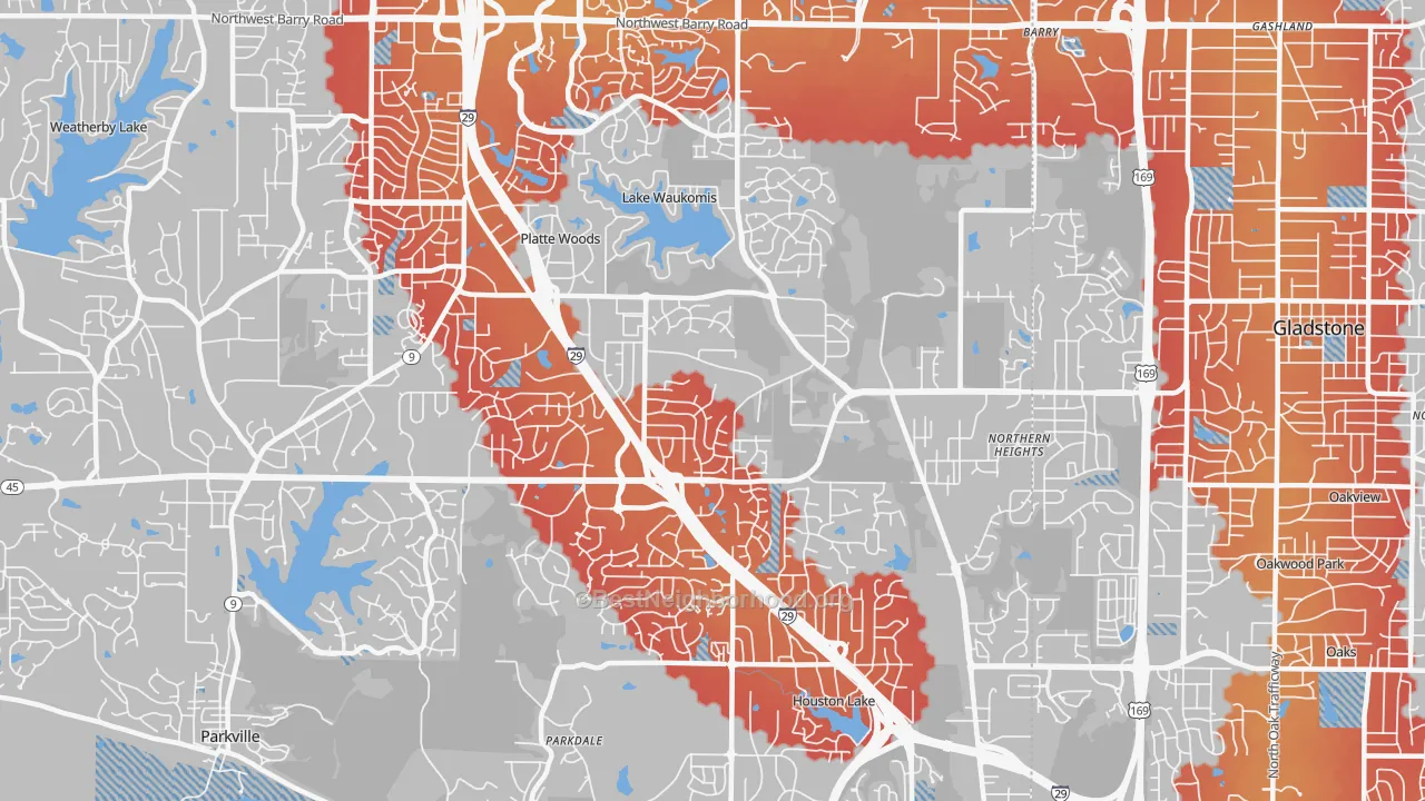 Transit Grade map of 64151, MO