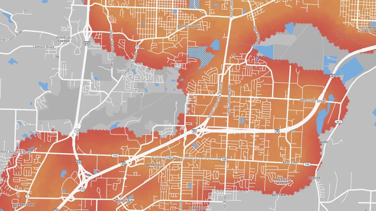Transit Grade map of 65th Street West, Little Rock, AR