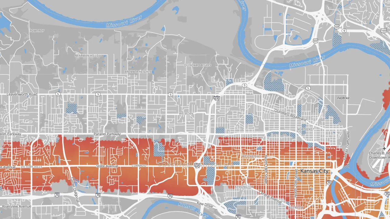 Transit Grade map of 66104, KS