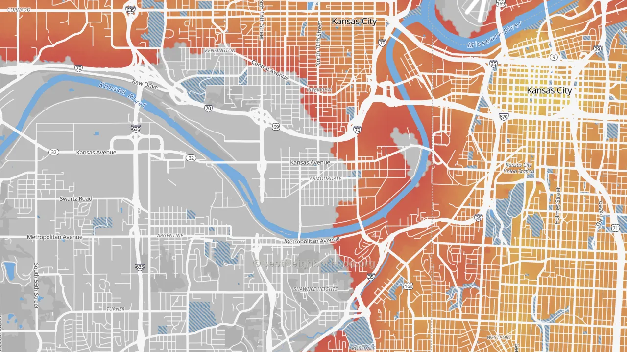 Transit Grade map of 66105, KS