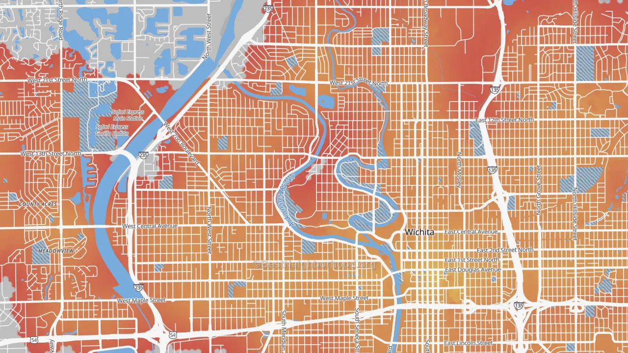 Transit Grade map of 67203, KS