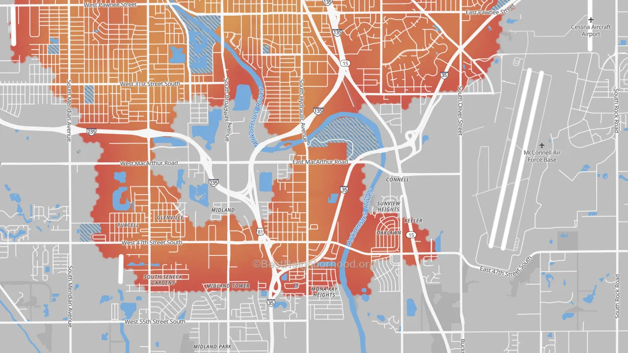 Transit Grade map of 67216, KS