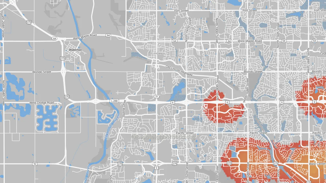 Transit Grade map of 68022, NE