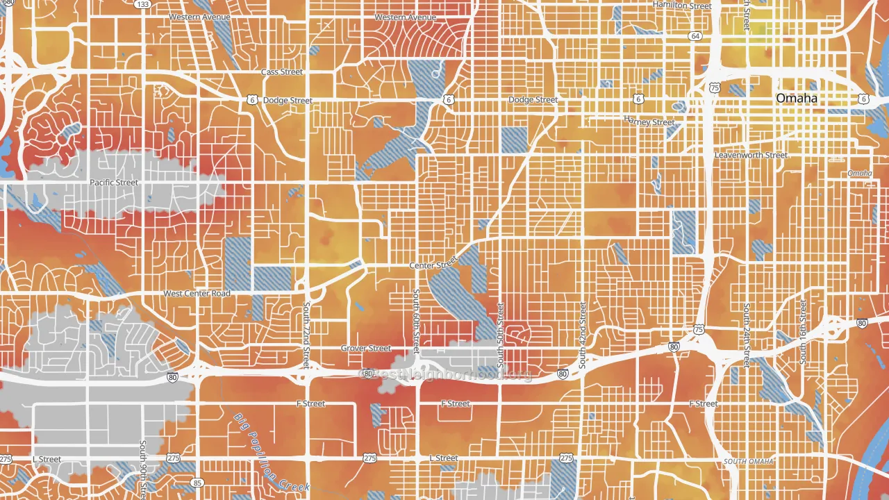 Transit Grade map of 68106, NE