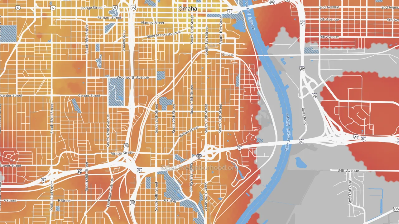 Transit Grade map of 68108, NE