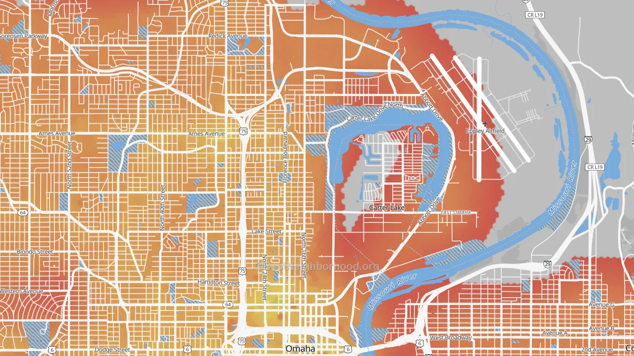 Transit Grade map of 68110, NE