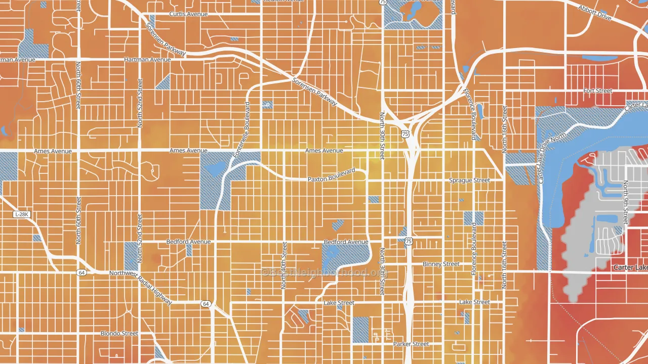 Transit Grade map of 68111, NE
