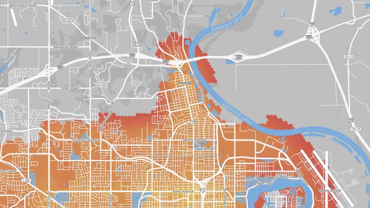 Transit Grade map of 68112, NE
