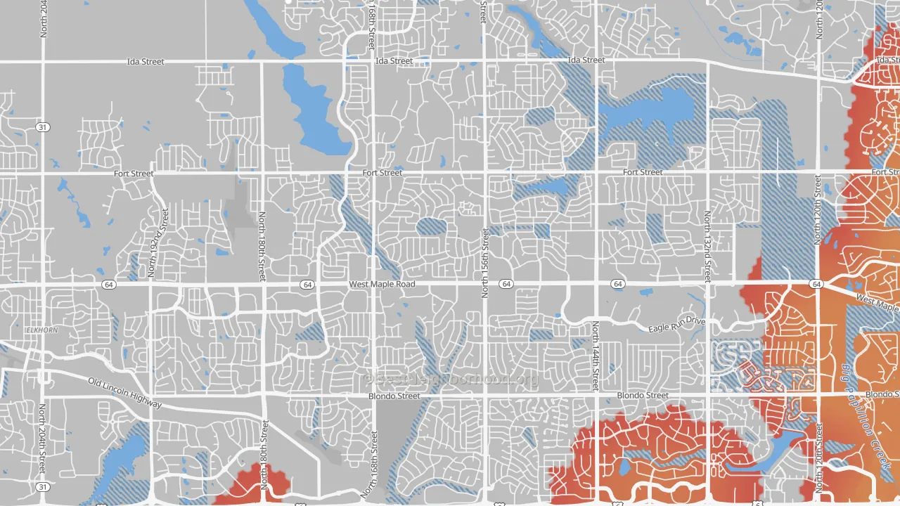 Transit Grade map of 68116, NE