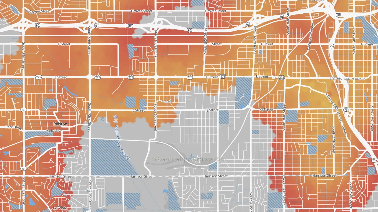 Transit Grade map of 68117, NE