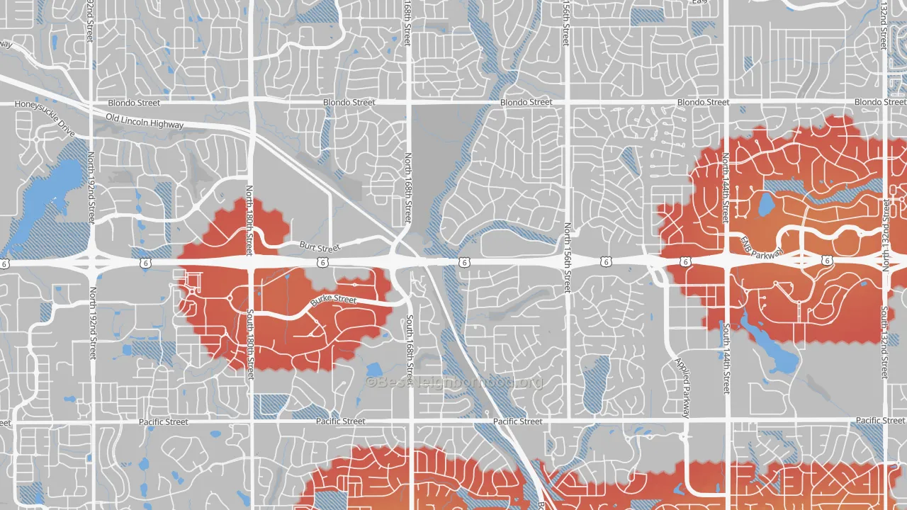 Transit Grade map of 68118, NE