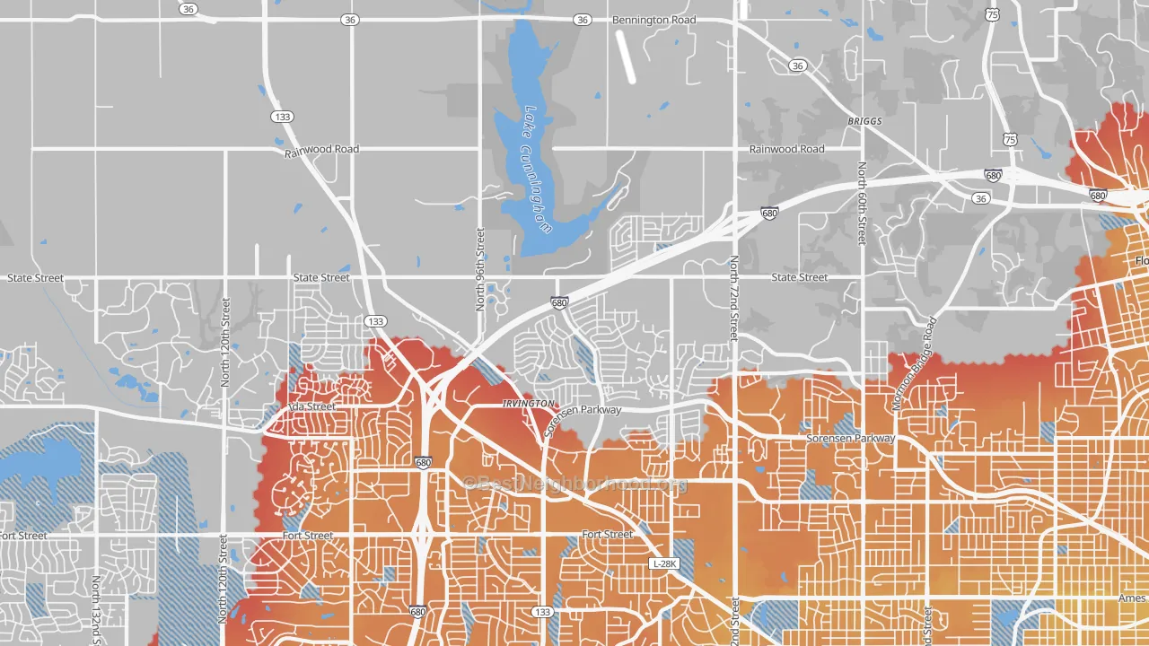 Transit Grade map of 68122, NE