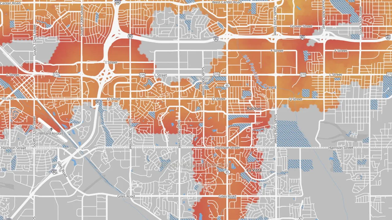 Transit Grade map of 68127, NE