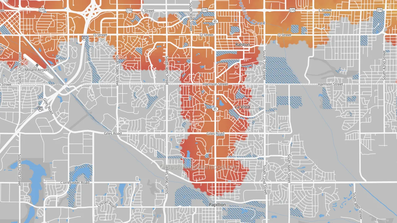 Transit Grade map of 68128, NE