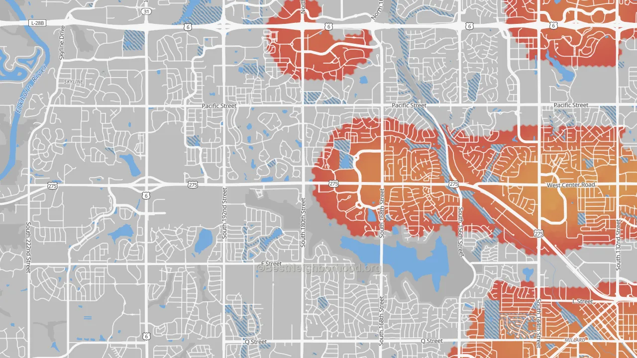 Transit Grade map of 68130, NE
