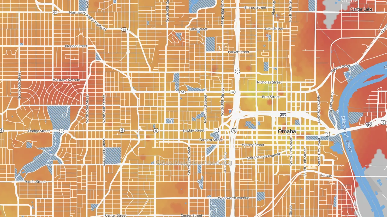 Transit Grade map of 68131, NE